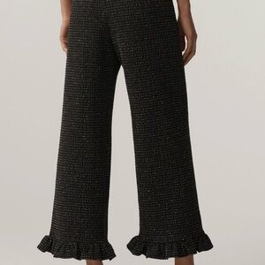 Anthropologie Maeve Navy, Pink and Gold Tweed pants. This season! Ruffle Hem.